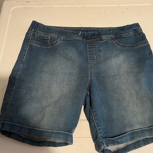 Womens Elastic Waistband Denim Shorts